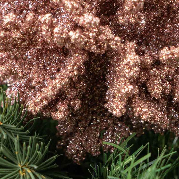 Набор из двух ёлочных игрушек Кораллы в блёстках Set Of 2 Glitter Coral Balls Pink/Gold 10 cm