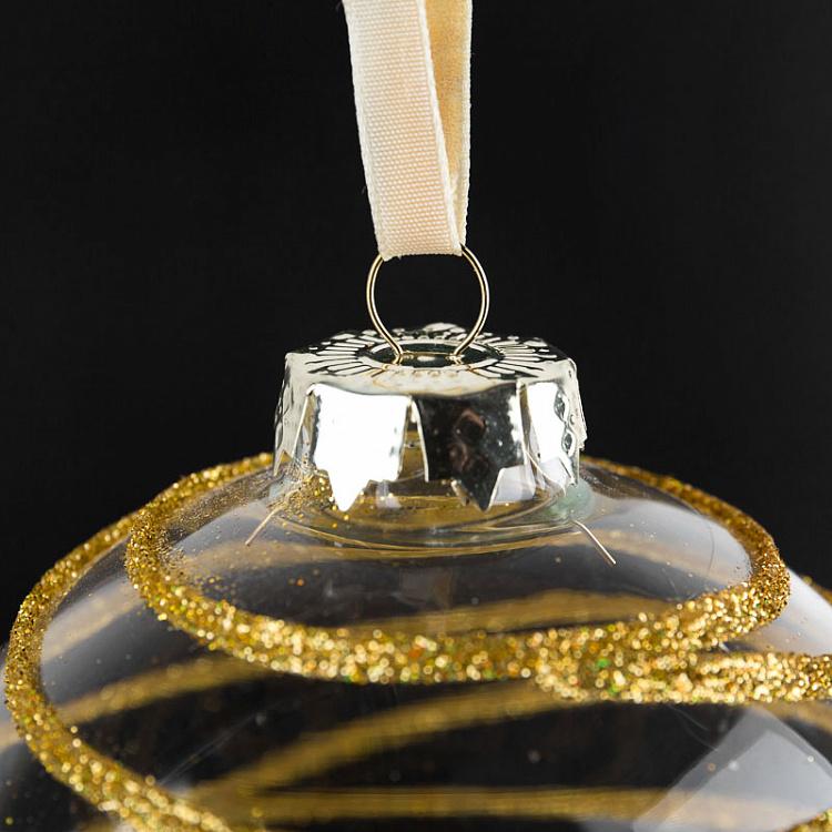 Ёлочный шар с золотыми полосками, M Ball With Golden Stripes 10 cm