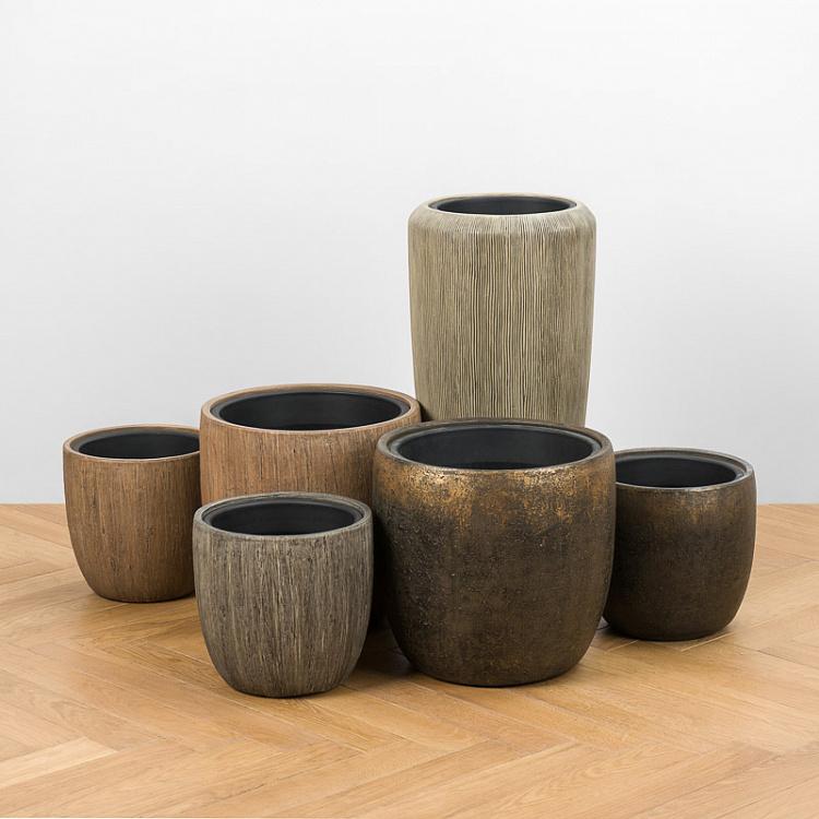 Кашпо-чаша Эффектори светлый дуб, M Effectory Wood Bowl Pot Light Oak Medium