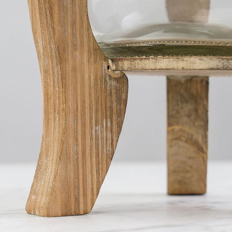 Ваза-бутыль стеклянная на деревянной подставке Bottle Vase With Wooden Stand