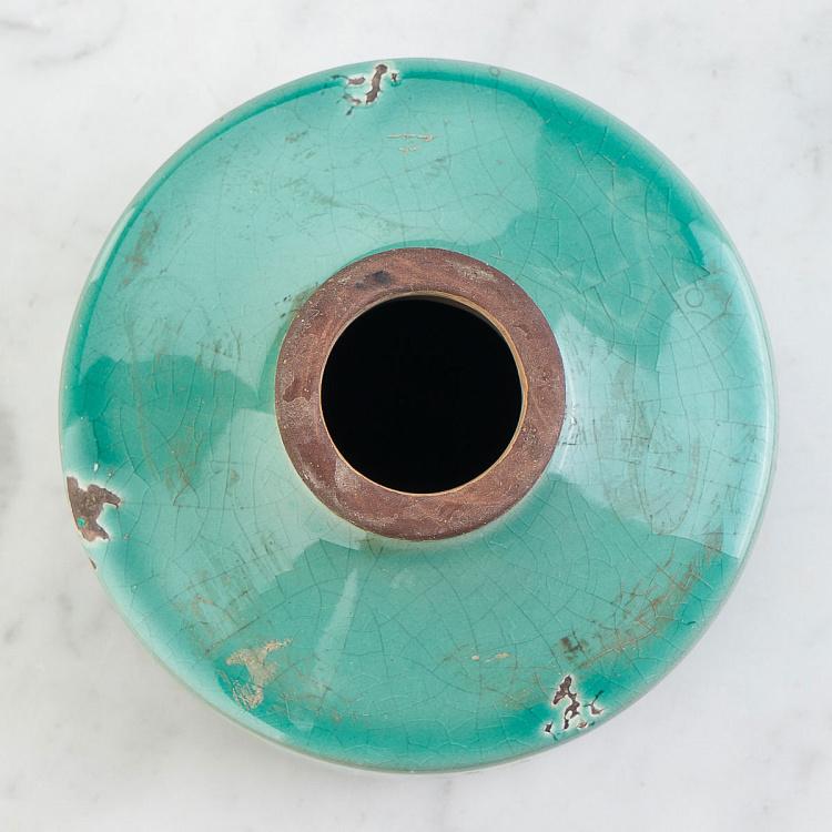 Широкая голубая керамическая мини-ваза Бутыль Bottle Vase Aqua Blue Wide