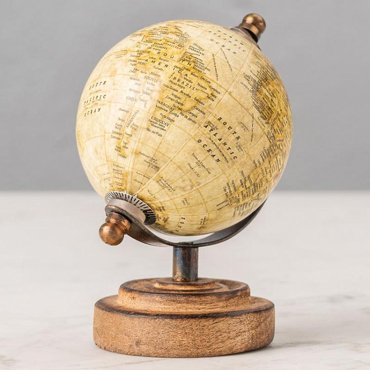Набор из трёх винтажных маленьких глобусов Set Of 3 Vintage Globes Tiny Mango Wood