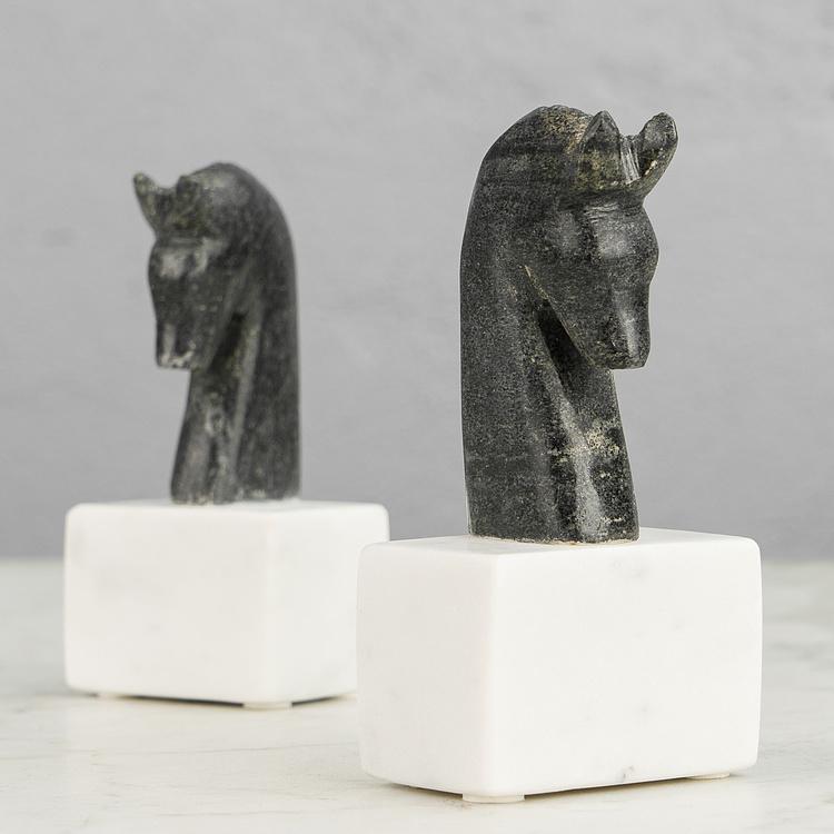 Набор из двух держателей для книг Мраморные лошади Bookend Marble Horses