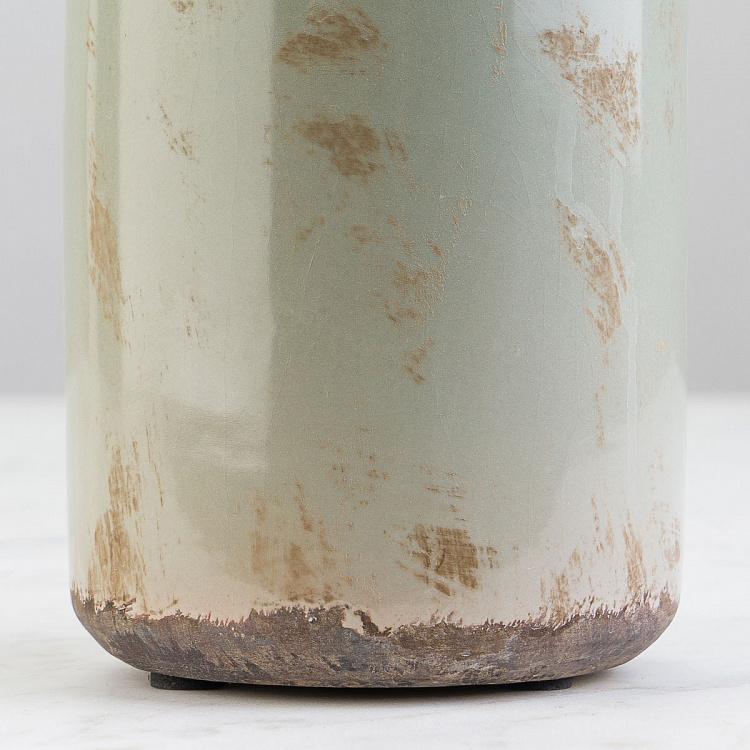 Высокая салатовая керамическая ваза Бутыль Bottle Vase Verdigris High