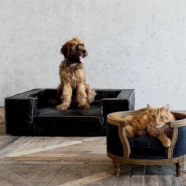 Кровать для питомца Лучано, L Luciano Pet Bed Large, Ebony Leather