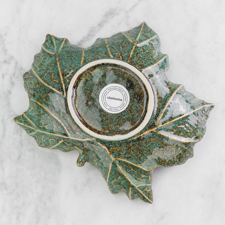 Керамическое сервировочное блюдо Зелёный лист Ceramic Green Leaf Dish