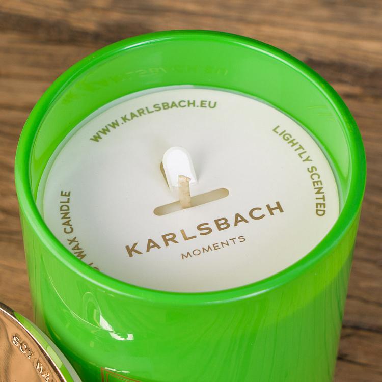 Аромасвеча в салатовом стакане с золотой крышкой Роза Aroma Candle In Light Green Glass With Gold Lid Rose