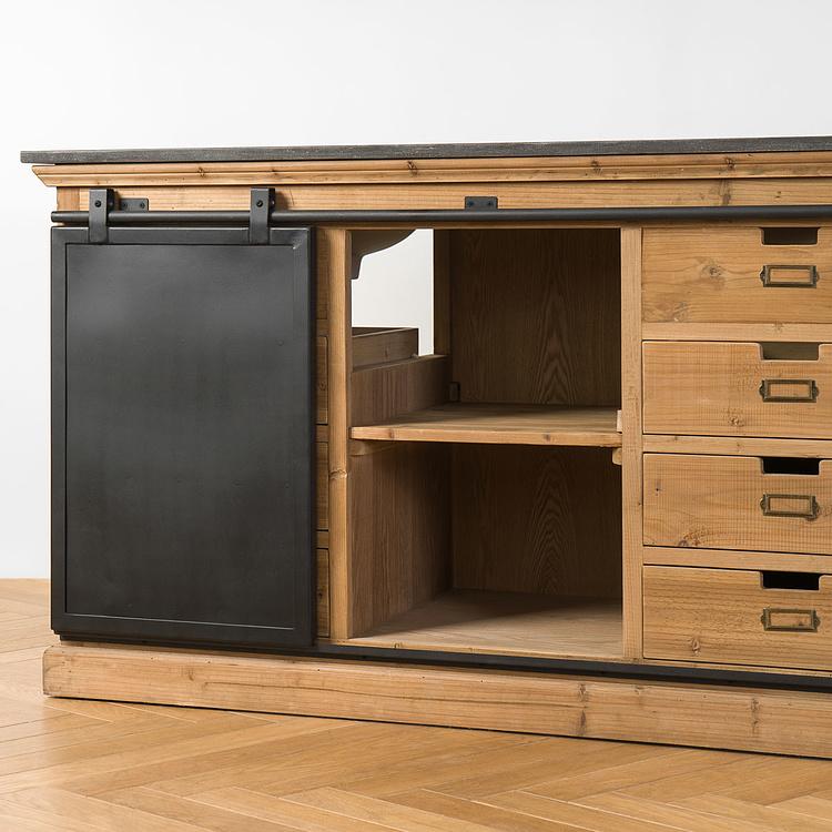 Тумба с двумя раковинами и раздвижной дверью Карелия Karelia Double Vanity With Sliding Iron Door DB