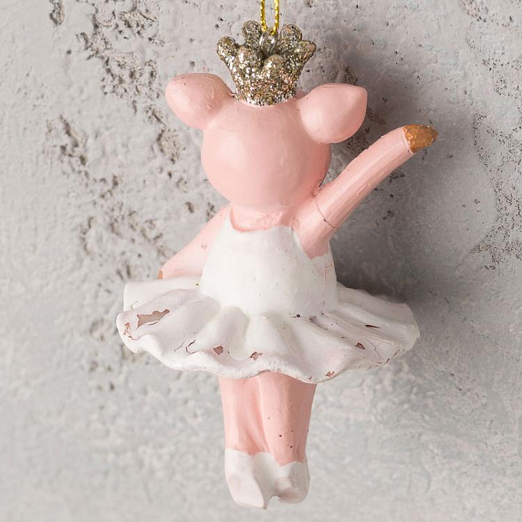 Ёлочная игрушка Танцующая свинка в короне дисконт1 Hanger Dancing Pig With Crown 10 cm discount1
