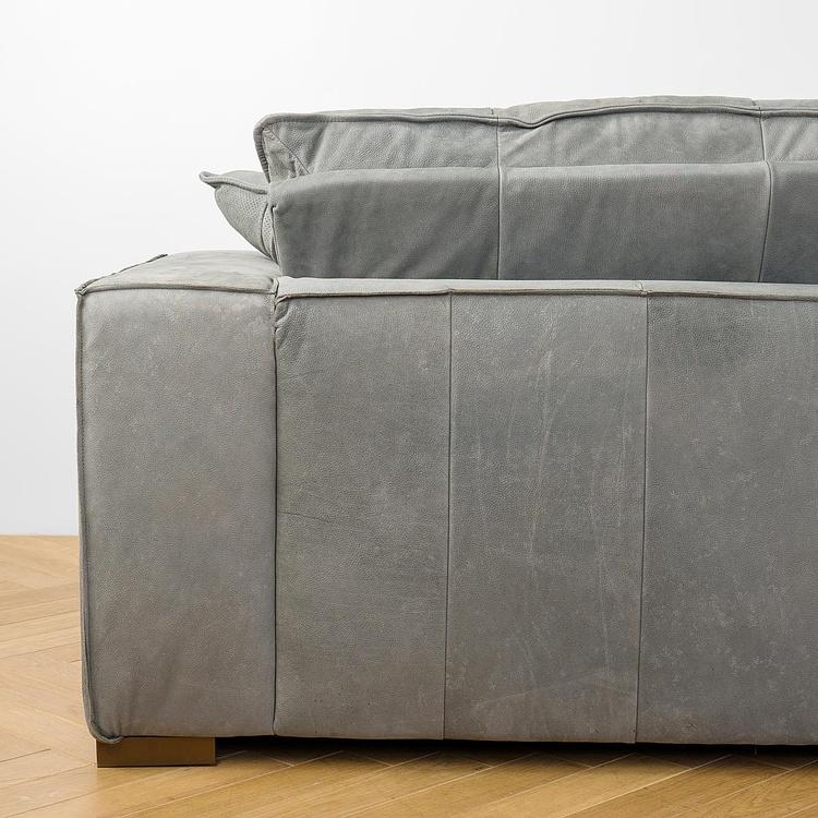 Трёхместный кожаный диван Сити, ножки цвета латуни City 3 Seater, Brass Metal Leather RM