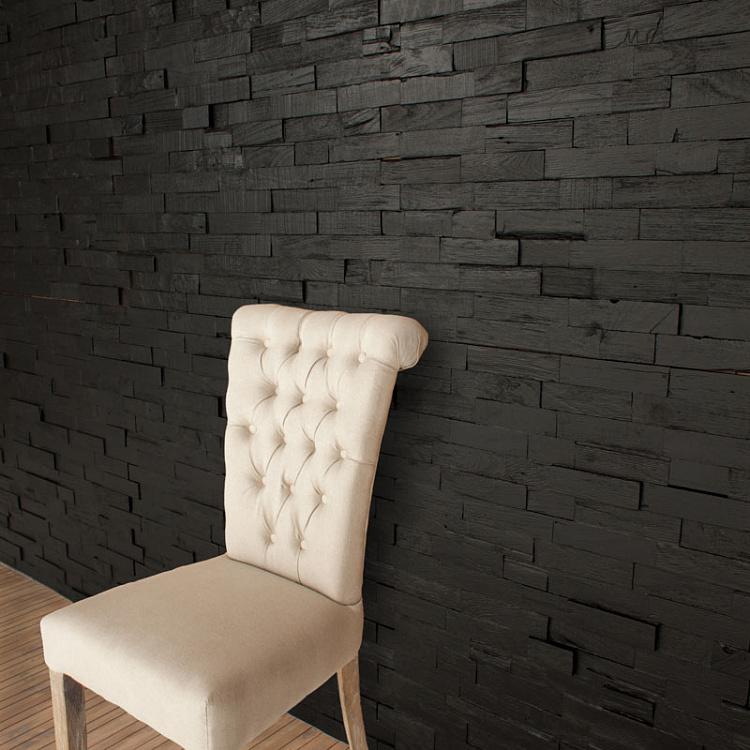 Угольно-чёрная стеновая панель из тика Teak Brick Panel Blackstone Finished