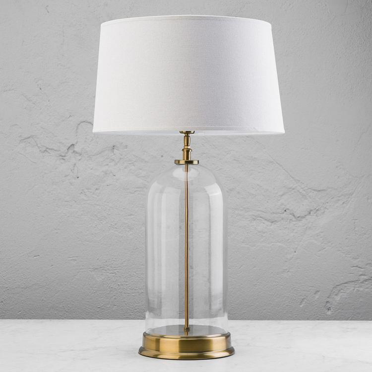 Настольная лампа со стеклянным куполом и абажуром Казань Kazan Glass Dome Brass Base Table Lamp With Shade