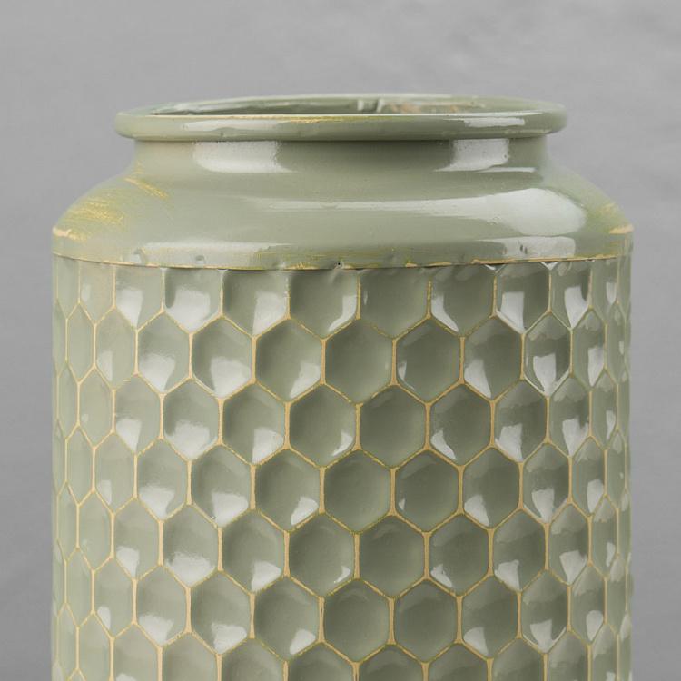 Декоративная серо-зелёная металлическая ваза Green Grey Metal Vase