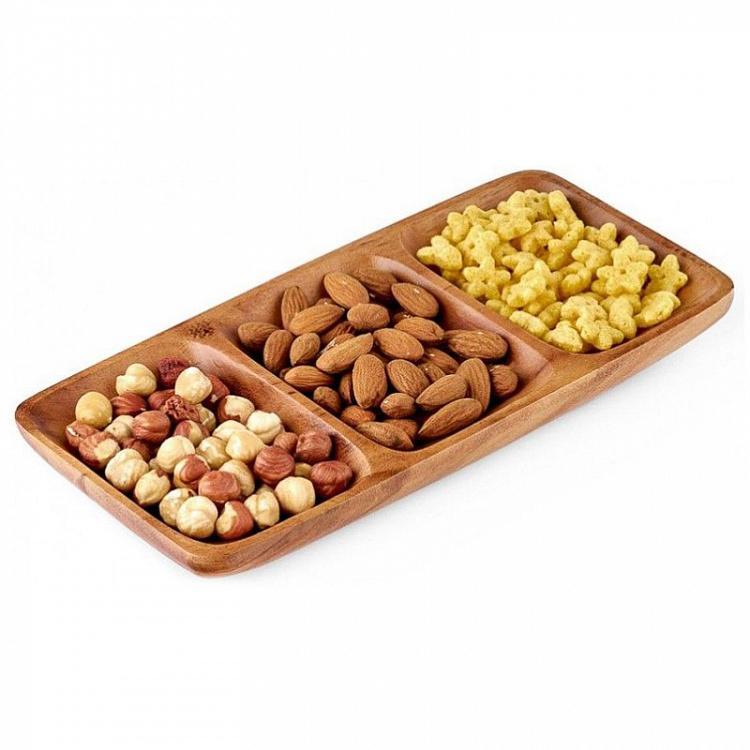 Деревянная прямоугольная менажница Органик Organic 3 Sections Rectangular Serving Dish