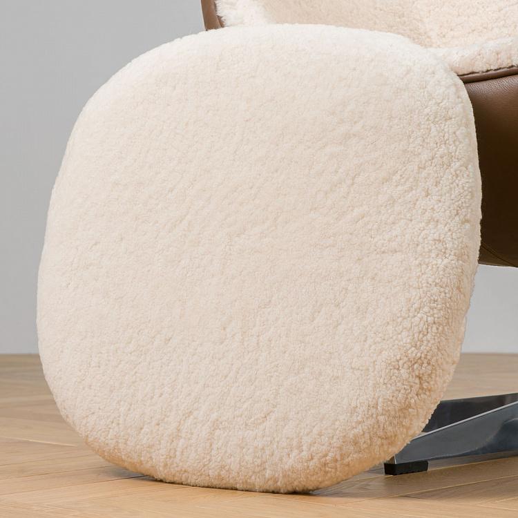 Кресло-яйцо белая овчина и кожа Eggchair White Sheep Skin And Leather Tenzing