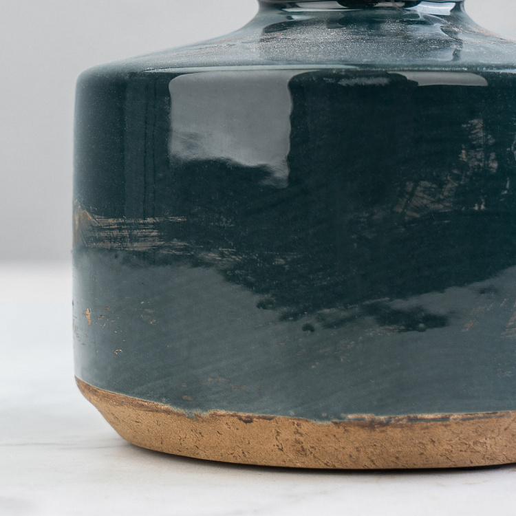 Широкая тёмно-синяя керамическая мини-ваза Бутыль Bottle Vase Dark Blue Wide