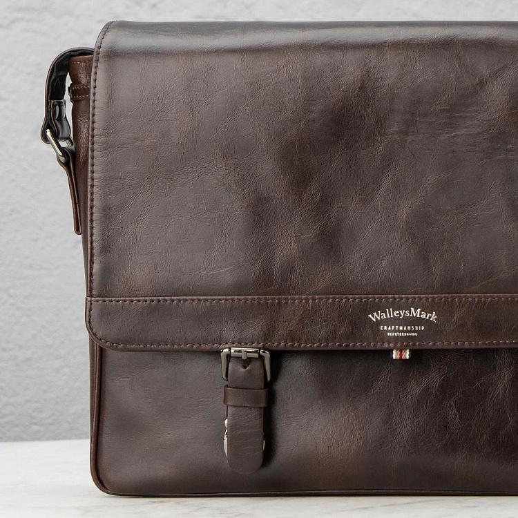 Кожаная мужская сумка-портфель Мессенджер Satchel Messenger Bag