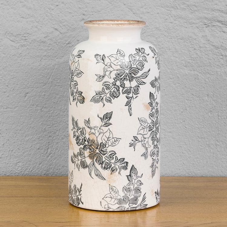 Ваза с узором из серых цветов, S Flower Vase Small Blue