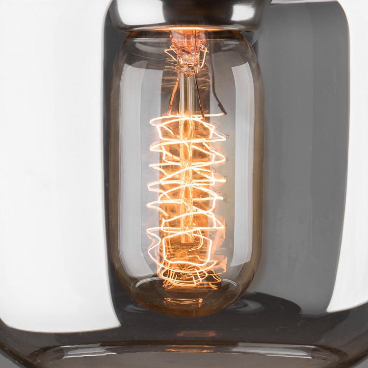 Серый подвесной светильник Жёлудь на чёрном проводе Acorn Smoked Steel Hanging Lamp With Black Cord