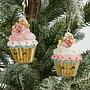 Набор из 2-х ёлочных игрушек Set Of 2 Smiling Lady Cupcakes 7 cm