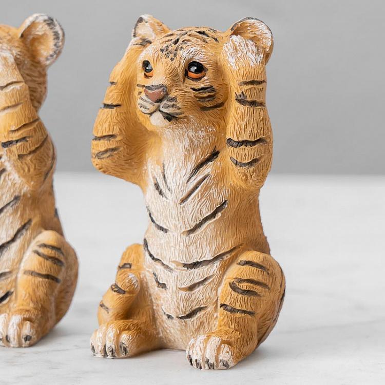 Набор из трёх статуэток Тигрята Не вижу, не слышу, не говорю Set Of 3 See/Hear/Speak No Evil Tigers Orange/White 10 cm