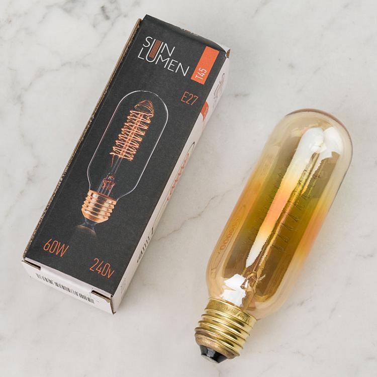 Лампа накаливания Эдисон Трубка Винт E27 60 Вт, золотая колба Edison Tube Gold Screw E27 60W