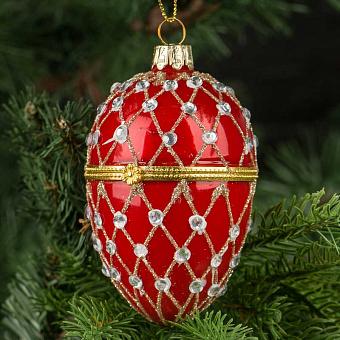 Xmas Egg Box Jewel Net Red 9 cm