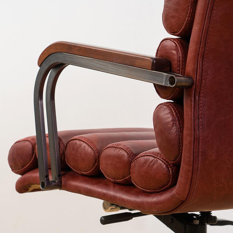 Рабочее кресло Турин, красно-коричневые подлокотники Ufficio Torino Armchair, Red Brown Wood D