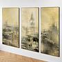 Картина-принт триптих Set Of 3 Prints With Gold Frame Foggy City discount