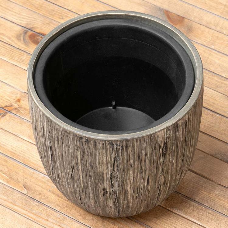 Кашпо-чаша Эффектори белёный дуб, S Effectory Wood Bowl Pot White Oak Small