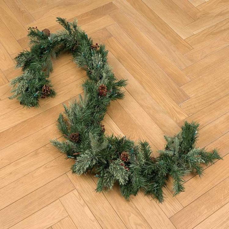 Еловая гирлянда с ягодами и шишками 70 Led Berry Pine Garland 180 cm