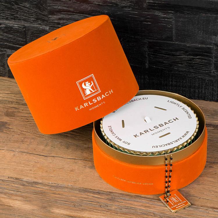 Аромасвеча в мятном рифлёном стакане Белый жасмин, L Aroma Candle In Mint Striped Glass White Jasmine Large