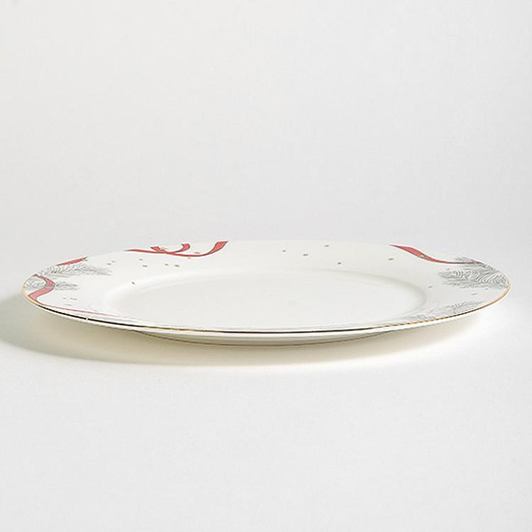 Обеденная тарелка Новогодняя с красной лентой 2 New Year Pine Dinner Plate 2