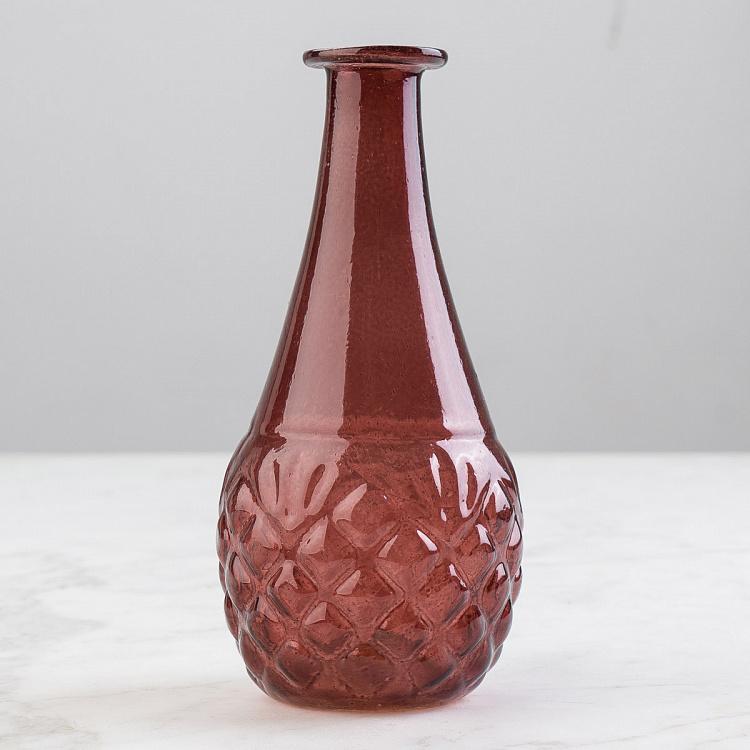 Узкая бордовая мини-ваза из переработанного стекла Narrow Recycled Glass Vase Burgundy