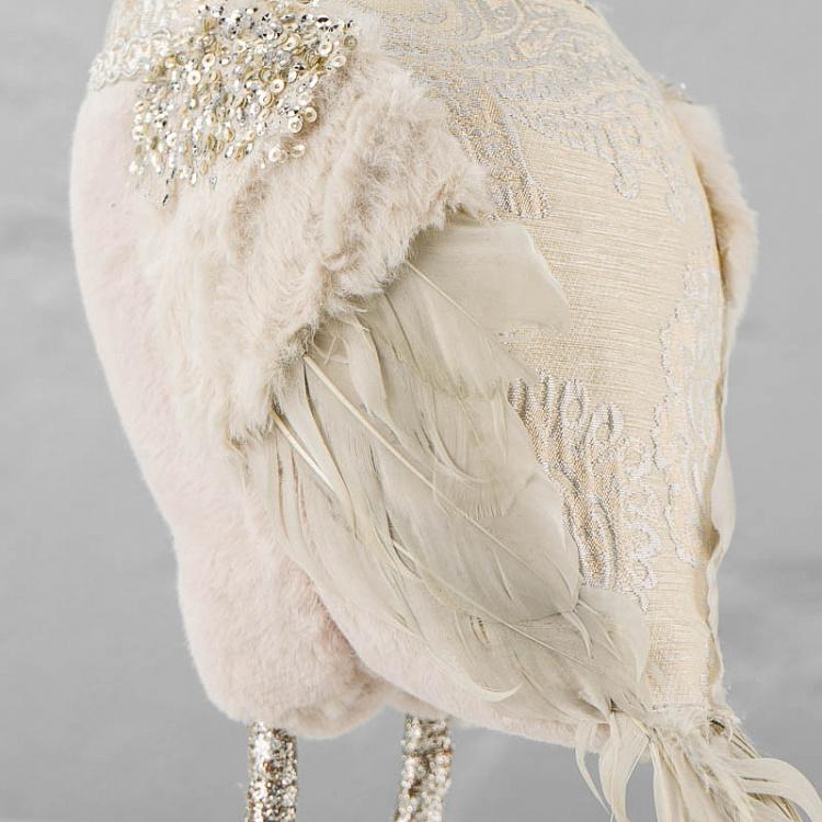 Новогодняя фигурка Сова с блёстками 2 Owl With Sparkles Head Left 34 cm