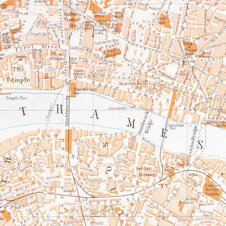 Картина-принт Карта Лондона, L Map London Large