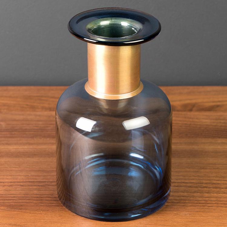 Синяя ваза с золотым горлышком Pharmacy Bottle With Gold Detail Blue