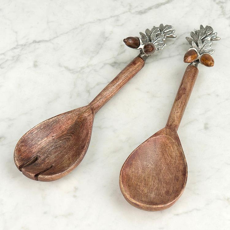 Набор из двух салатных ложек Дубовые веточки Set Of 2 Salad Servers Holly