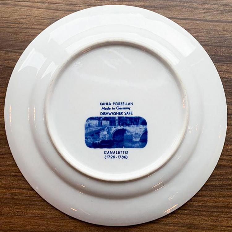 Винтажная тарелка белая с голубым мотивом 11, L Vintage Plate Blue White Large 11