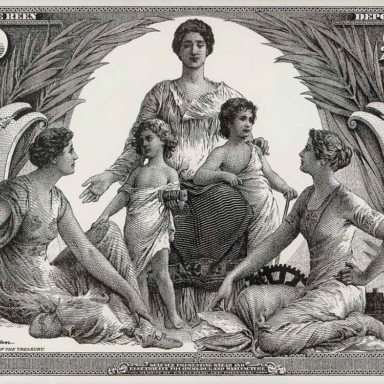 Картина-принт Серебряный сертификат Науки Silver Certificate Science Art