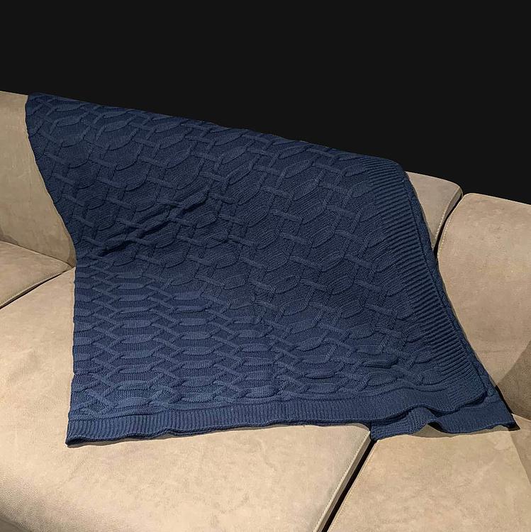 Тёмно-синий шерстяной плед Вермонт в вязаном тубусе, 130x180 см Vermont Plaid Dark Blue 130x180 cm