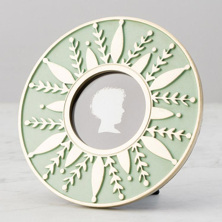 Круглая светло-зелёная рамка для фото с золотыми колосьями Menthol Green Golden Ears Round Photo Frame