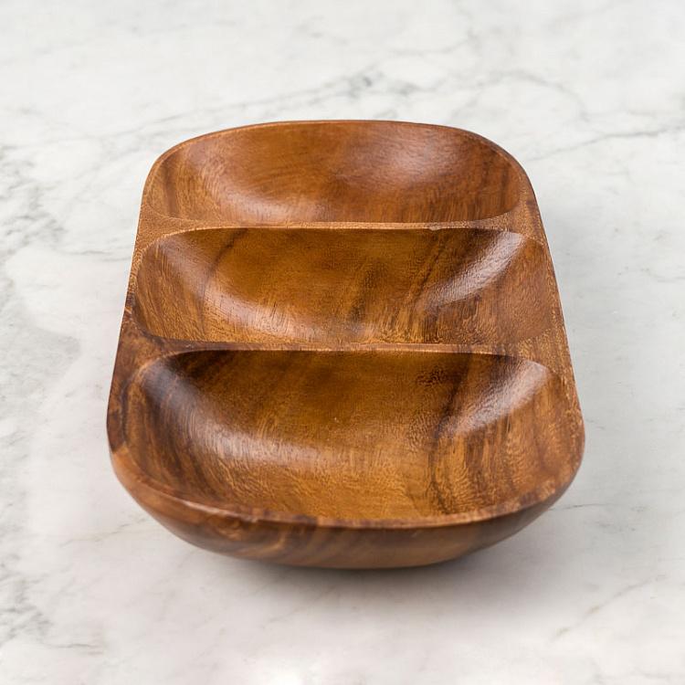 Деревянная овальная менажница Органик Organic 3 Sections Oval Serving Dish
