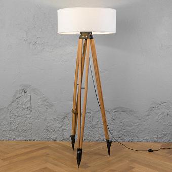 Vintage Floor Lamp WIth Linen Shade Oakline Simple