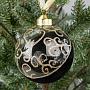 Ёлочная игрушка Transparent Half Asymmetric Black Ball With Gold Curls 8 cm