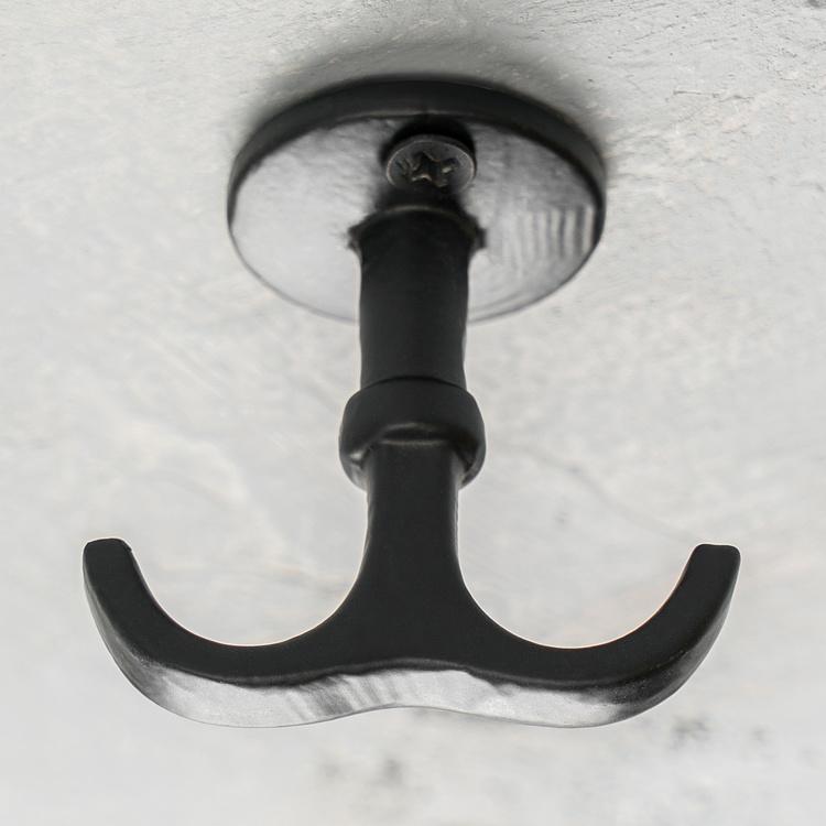 Двухрожковый потолочный крючок чёрный Double Hook Black Small