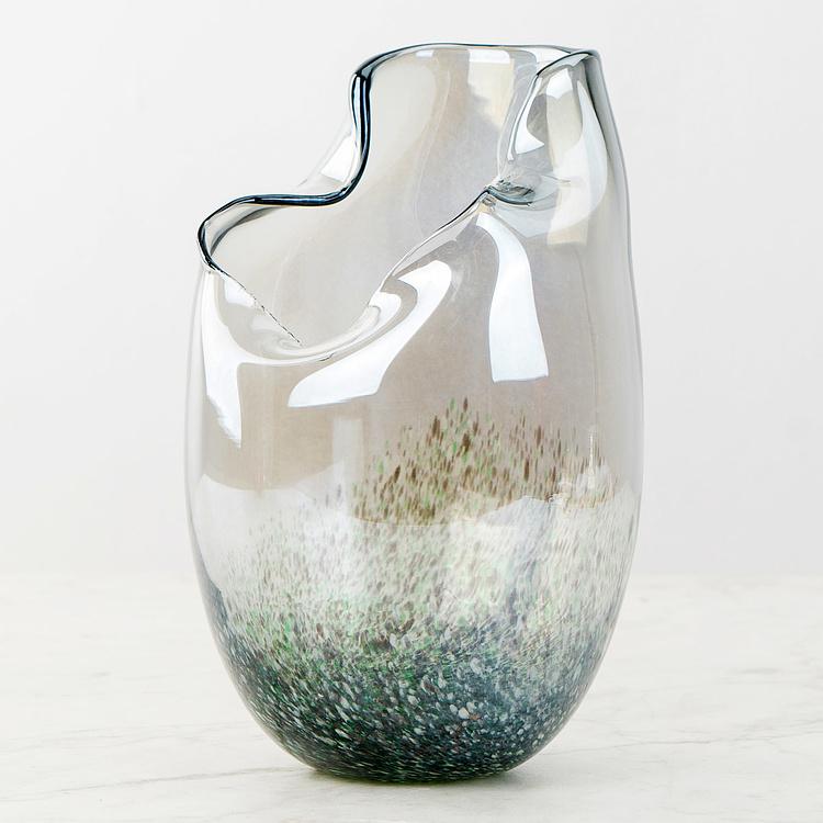 Голографическая ваза ручной работы с изогнутым краем Folded Edge Handcrafted Holographic Glass Vase