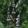 Набор из 3-х ёлочных игрушек Set Of 3 Glass Chess Black 10 cm