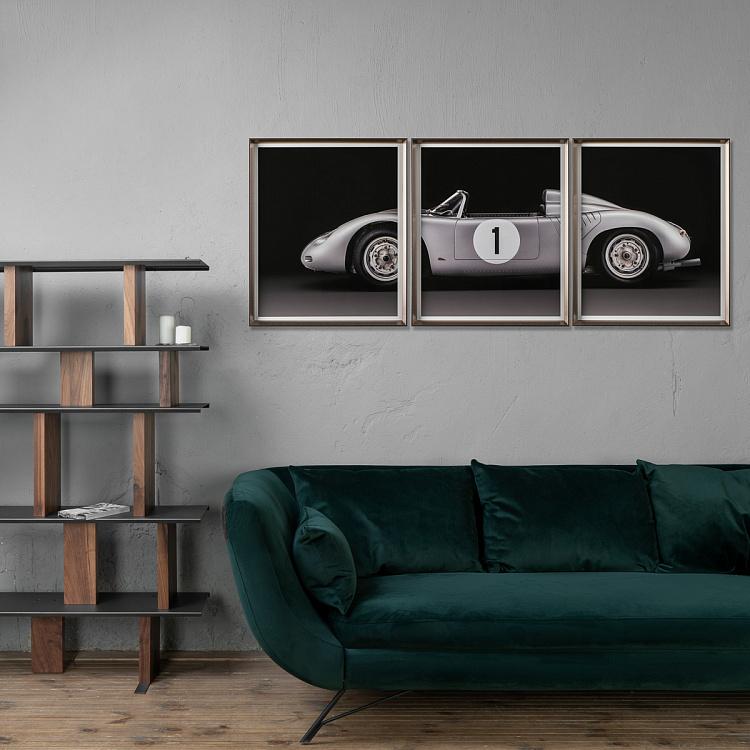 Фото-принт триптих в серебристой раме Порше 718 Set Of 3 Porsche 718 RSK, Pewter Frame