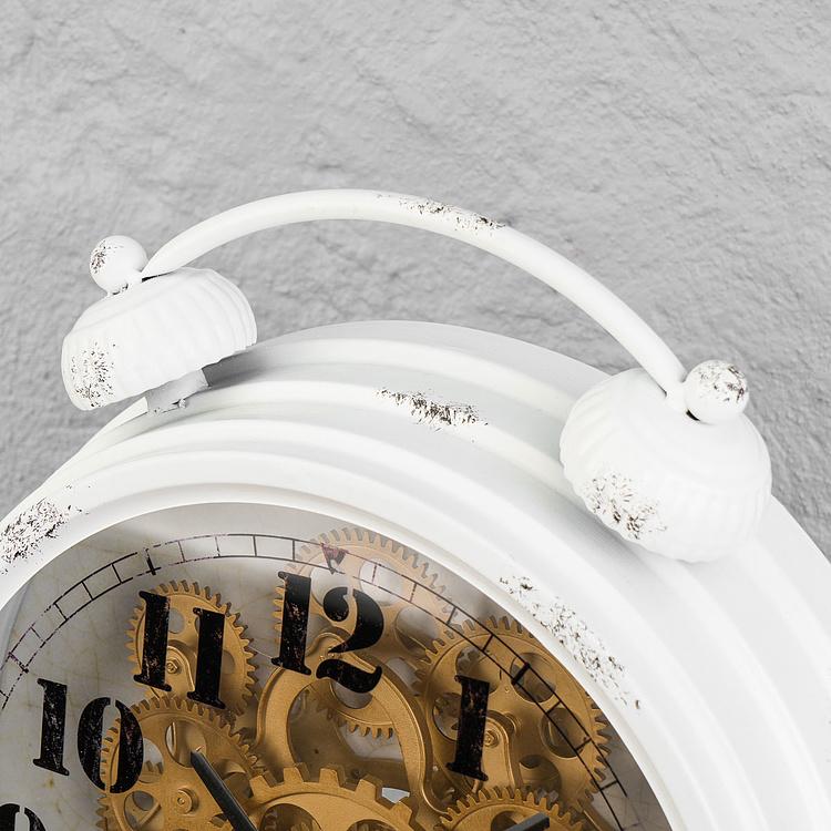 Настольные часы Классические с шестерёнками Classic White Table Clock With Gears